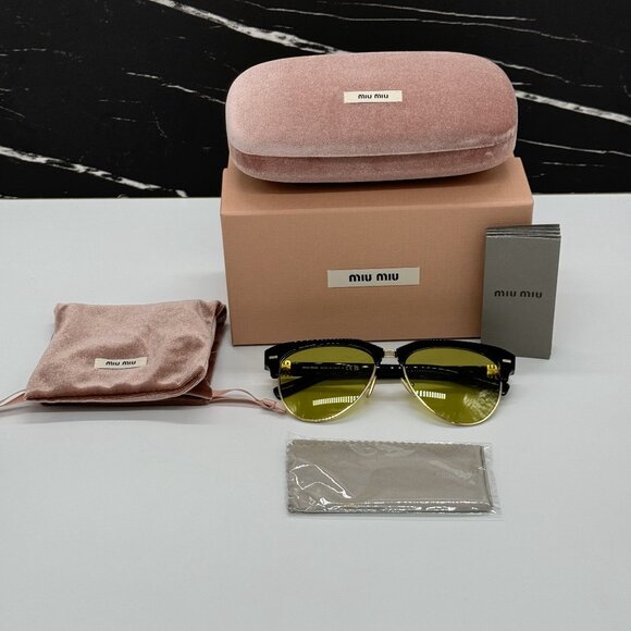 NEW MIU MIU MU 09ZS BLACK GREEN WOMEN SUNGLASSES MU09ZS 1AB07O - Picture 13 of 13